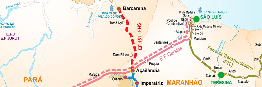 Mapa Barcarena/PA - Açailândia/MA