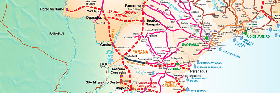 Mapas do trecho Panorama/SP–Chapecó/SC